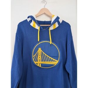 NBA Golden State Warriors Mens Blue Knit Hoodie Sweater L FISLL Basketball NWT